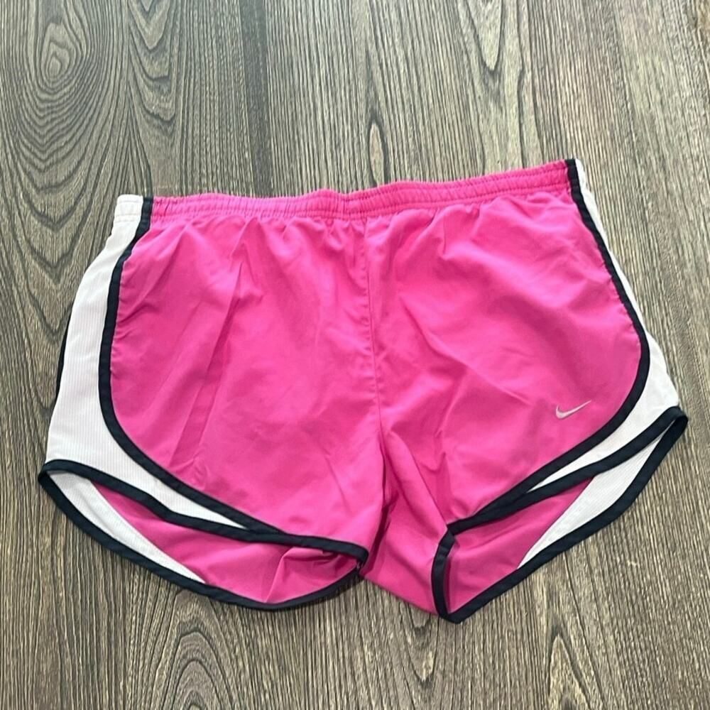 Nike Fit Dry Running Shorts Elastic Waist Swoosh Logo Pull-On Pink White Size S